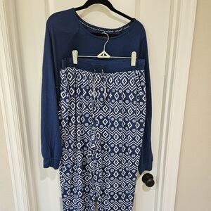 Blue and White Patterned Pajama Set